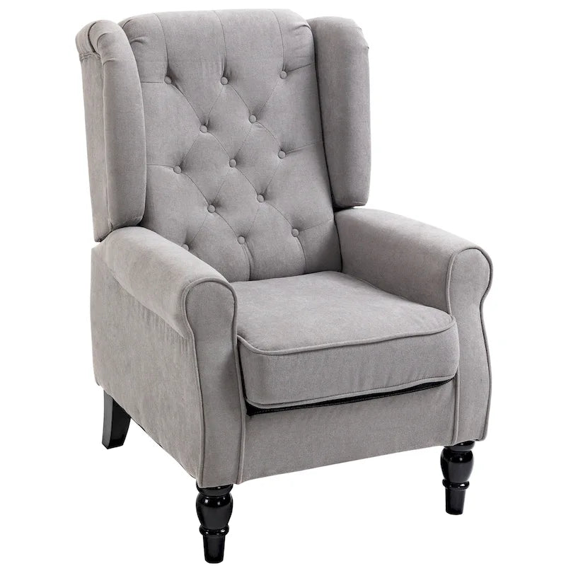 Button-Tufted Accent Chair with High Wingback and Padded Seat, Grey