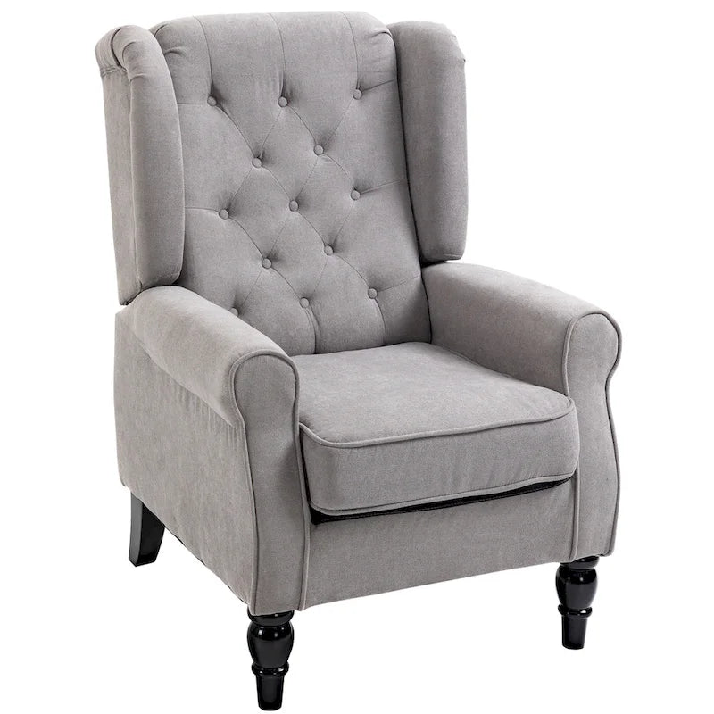 Button-Tufted Accent Chair with High Wingback and Padded Seat, Grey