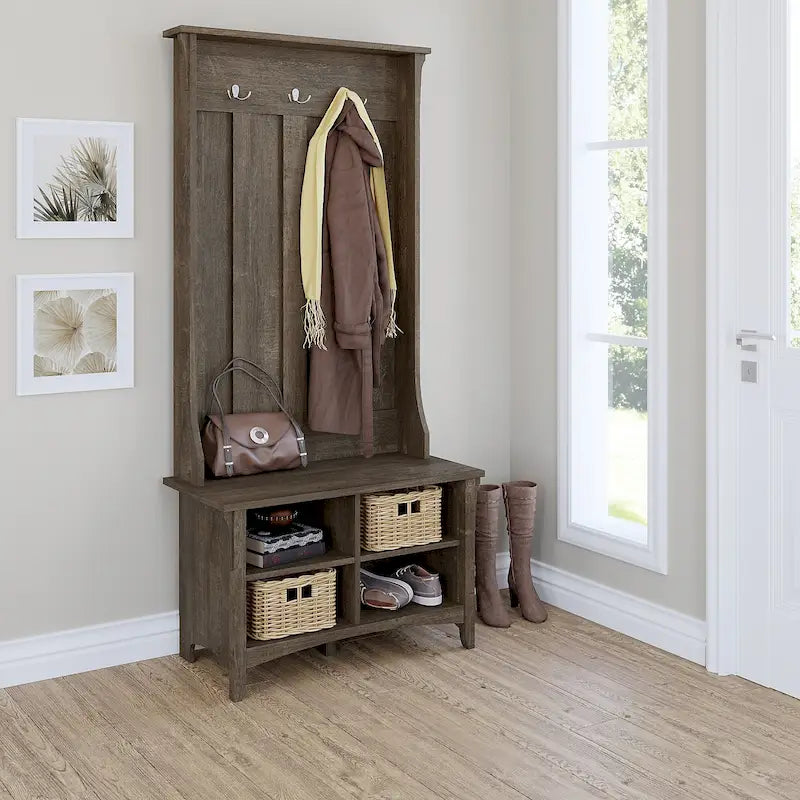 Hall Tree with Shoe Storage Bench and Coat Hooks