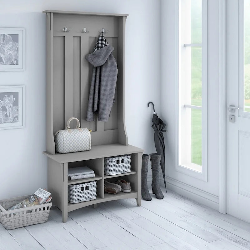 Hall Tree with Shoe Storage Bench and Coat Hooks