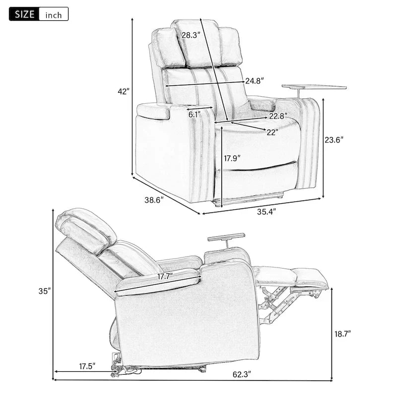 Power Recliner Chair with USB Ports and Cup Holder