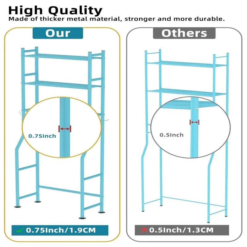 3-Tier Over-Toilet Storage Rack with 4 Hooks and Paper Holder, Carbon Steel, 26 x 8.6 x 64