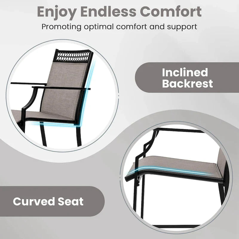 Metal Frame Counter Stools Set of 2 with Footrest and Backrest