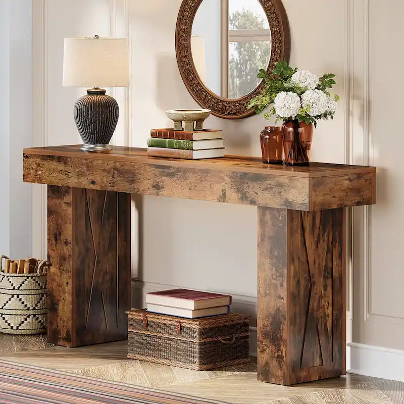 63 Inch Console Table with Storage Shelf