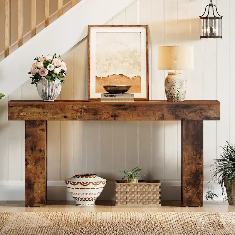 63 Inch Console Table with Storage Shelf