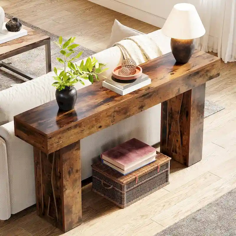 63 Inch Console Table with Storage Shelf