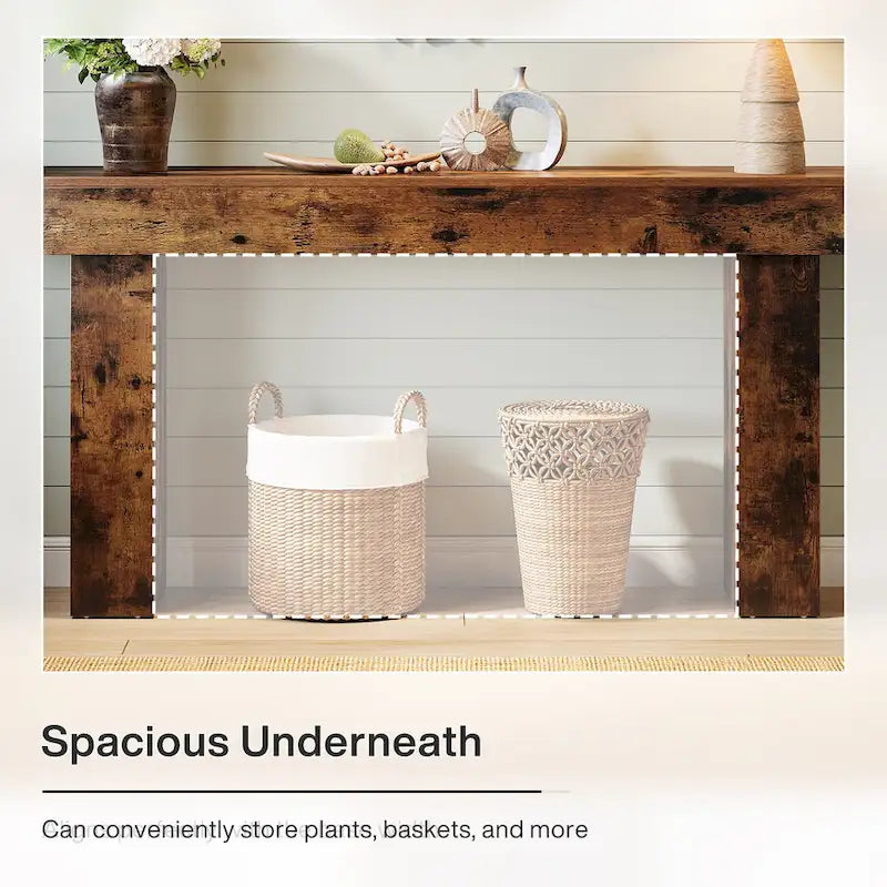 63 Inch Console Table with Storage Shelf