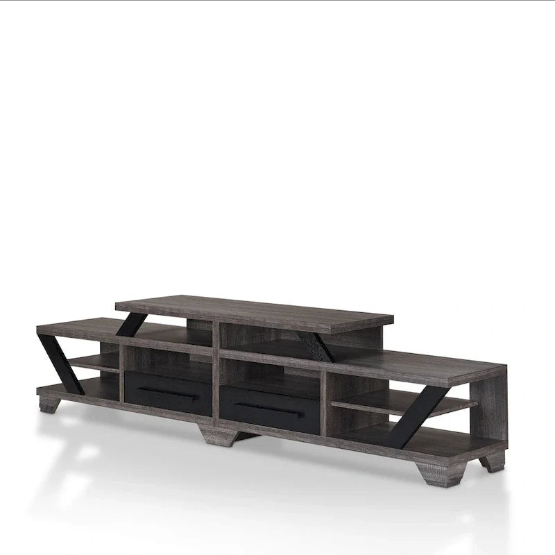 Contemporary Grey 80-Inch 8-Shelf TV Console