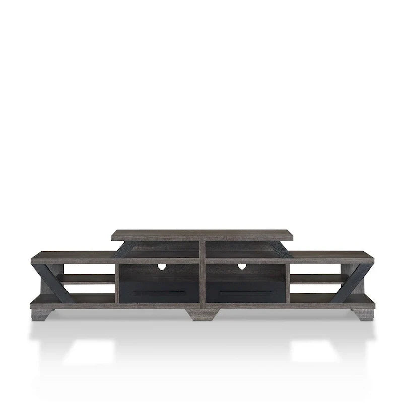 Contemporary Grey 80-Inch 8-Shelf TV Console