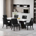 Tufted Dining Chairs with Armrests, Set of 6