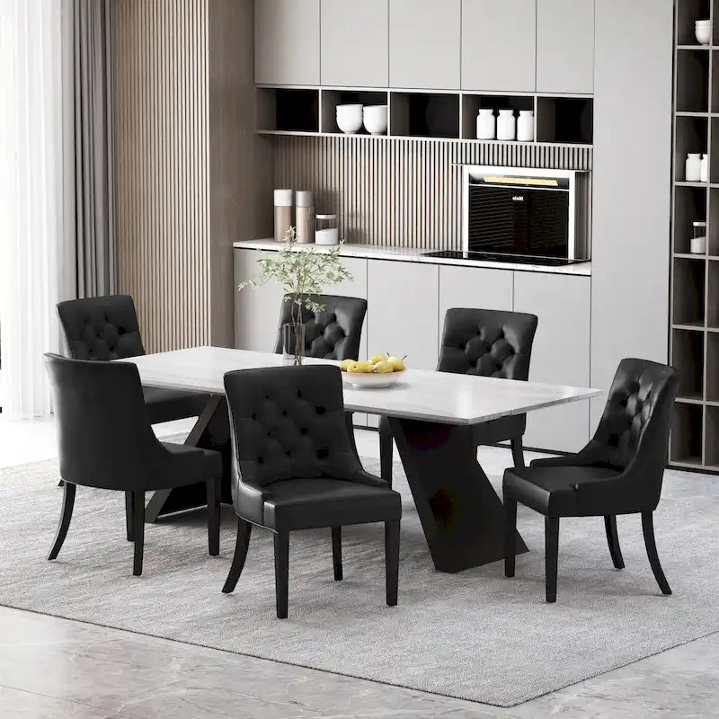 Tufted Dining Chairs with Armrests, Set of 6