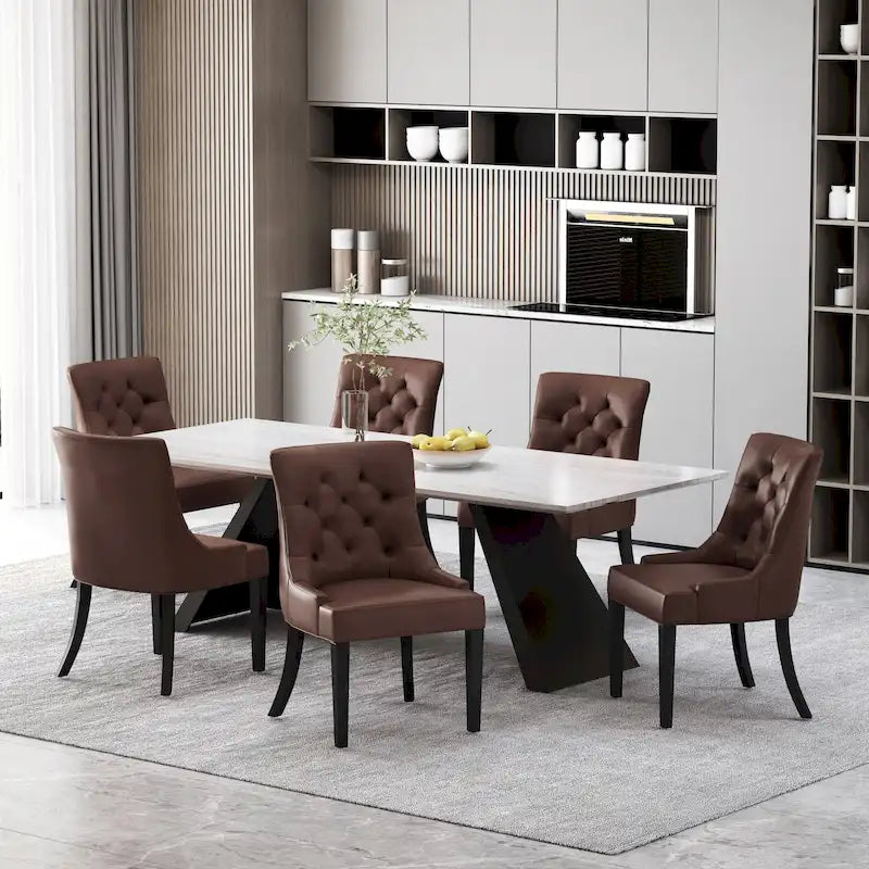 Tufted Dining Chairs with Armrests, Set of 6