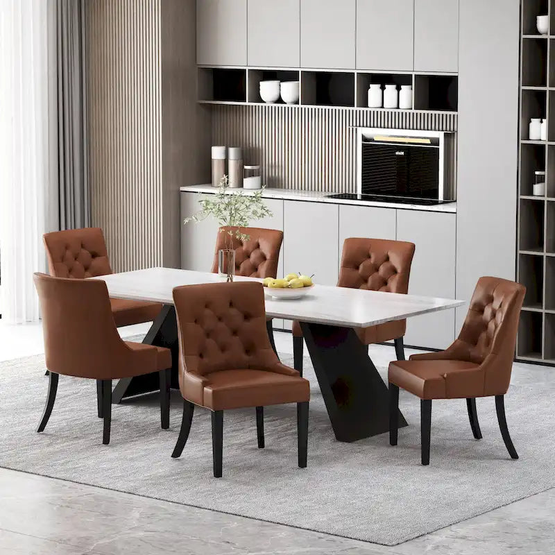 Tufted Dining Chairs with Armrests, Set of 6