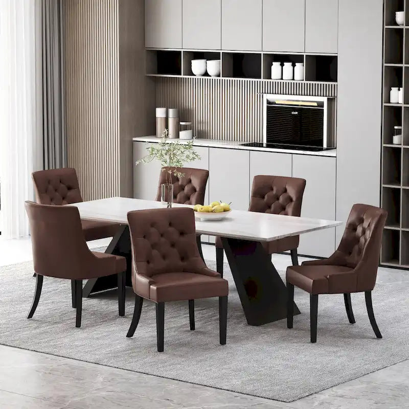 Tufted Dining Chairs with Armrests, Set of 6