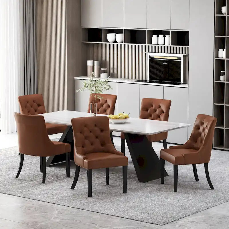 Tufted Dining Chairs with Armrests, Set of 6