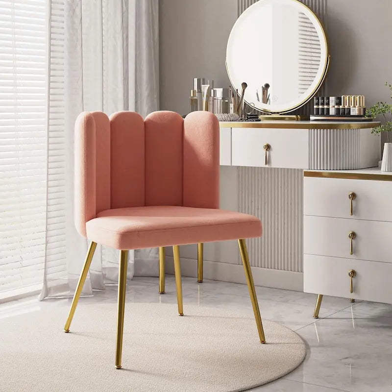 Velvet Tufted Side Chair with Gold Metal Legs