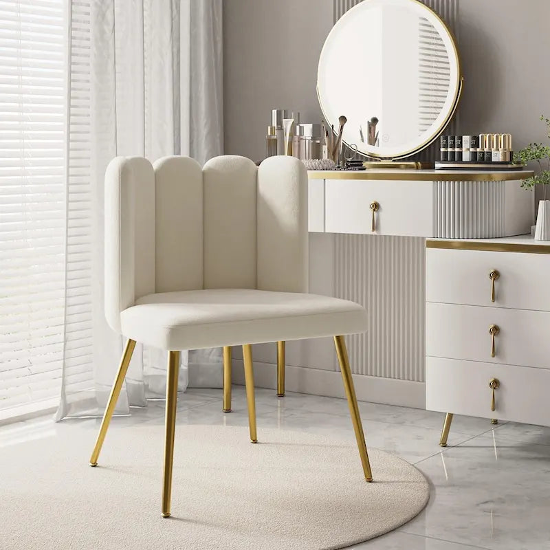 Velvet Tufted Side Chair with Gold Metal Legs