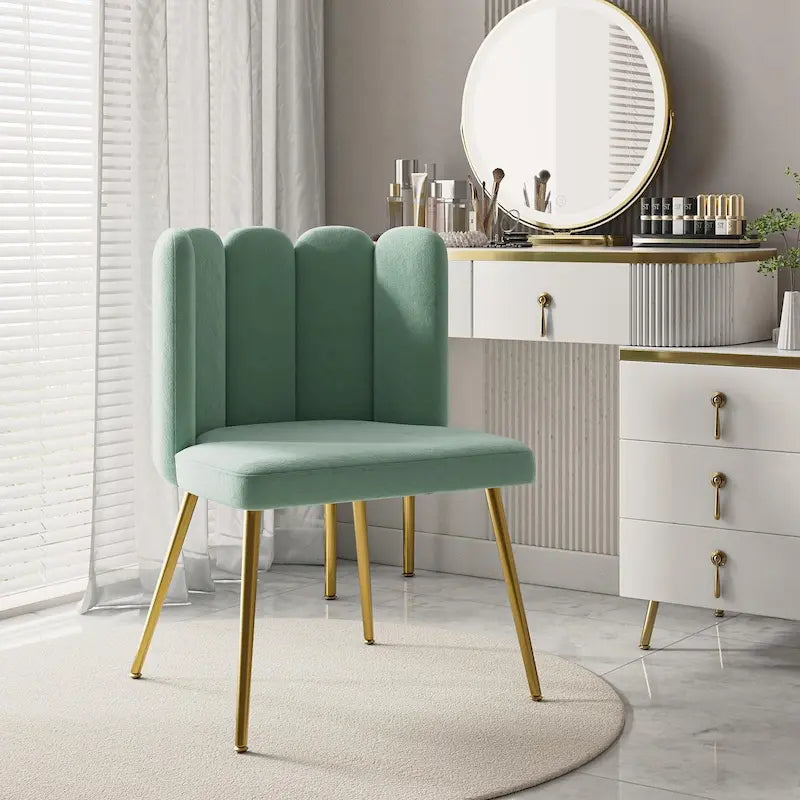Velvet Tufted Side Chair with Gold Metal Legs