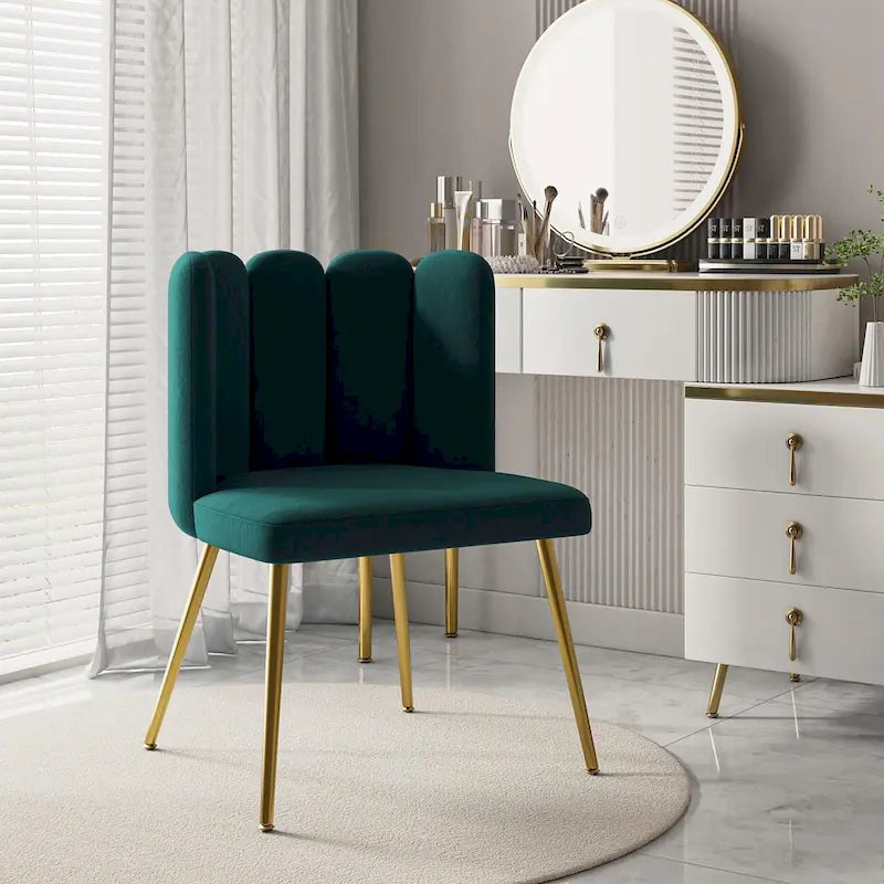 Velvet Tufted Side Chair with Gold Metal Legs