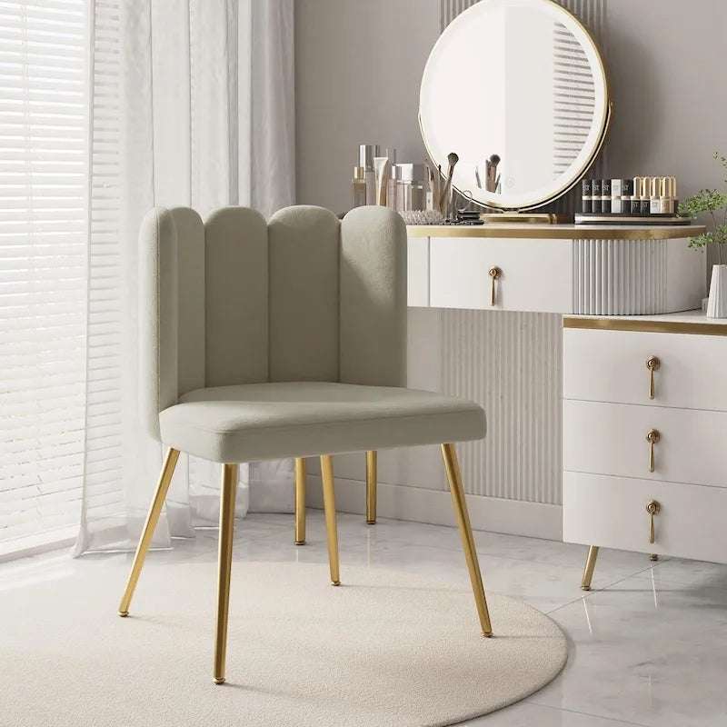 Velvet Tufted Side Chair with Gold Metal Legs