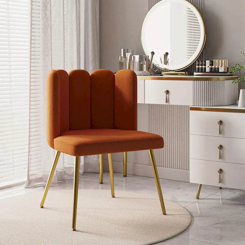 Velvet Tufted Side Chair with Gold Metal Legs