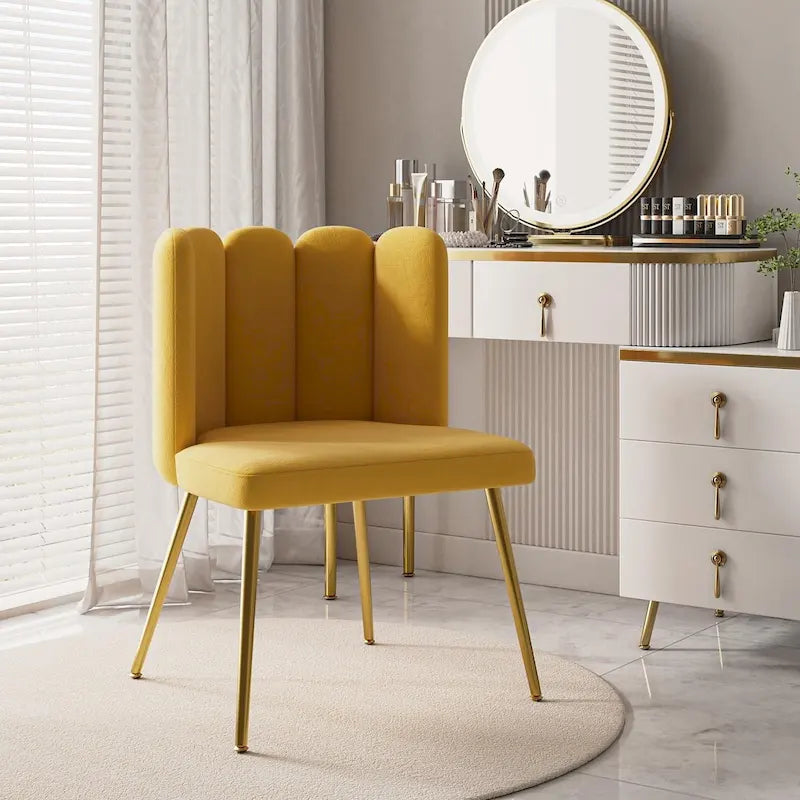 Velvet Tufted Side Chair with Gold Metal Legs