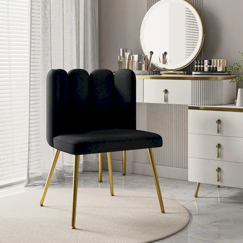 Velvet Tufted Side Chair with Gold Metal Legs