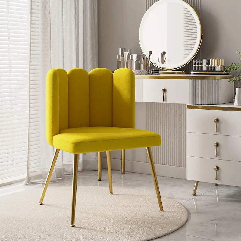 Velvet Tufted Side Chair with Gold Metal Legs