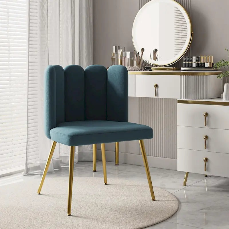 Velvet Tufted Side Chair with Gold Metal Legs