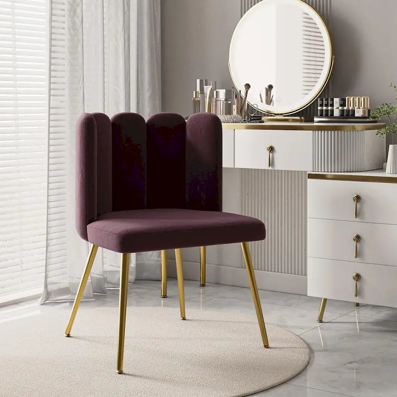 Velvet Tufted Side Chair with Gold Metal Legs