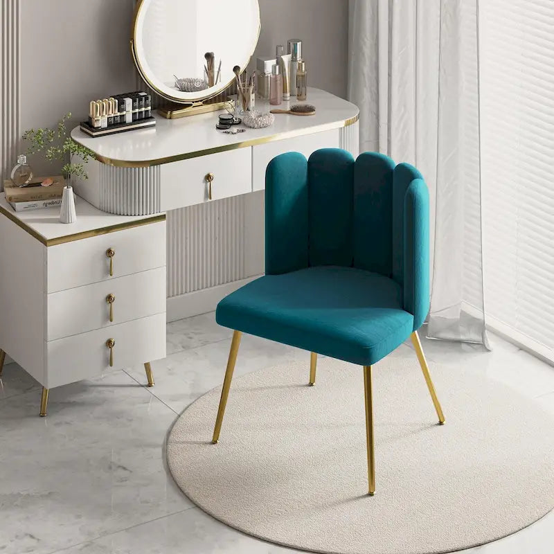 Velvet Tufted Side Chair with Gold Metal Legs
