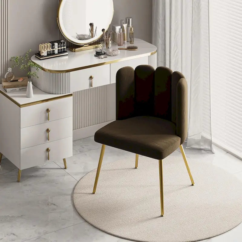 Velvet Tufted Side Chair with Gold Metal Legs