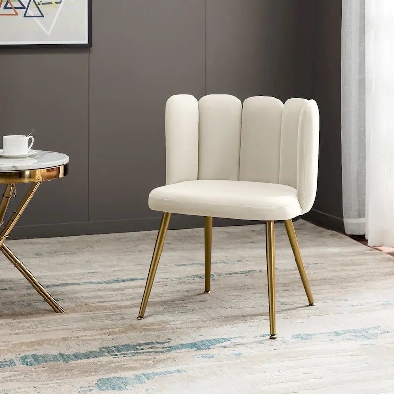 Velvet Tufted Side Chair with Gold Metal Legs