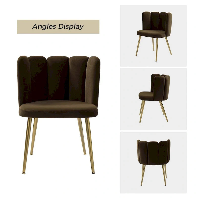 Velvet Tufted Side Chair with Gold Metal Legs