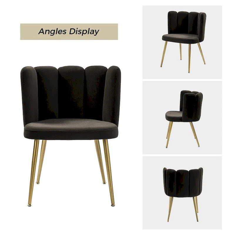 Velvet Tufted Side Chair with Gold Metal Legs