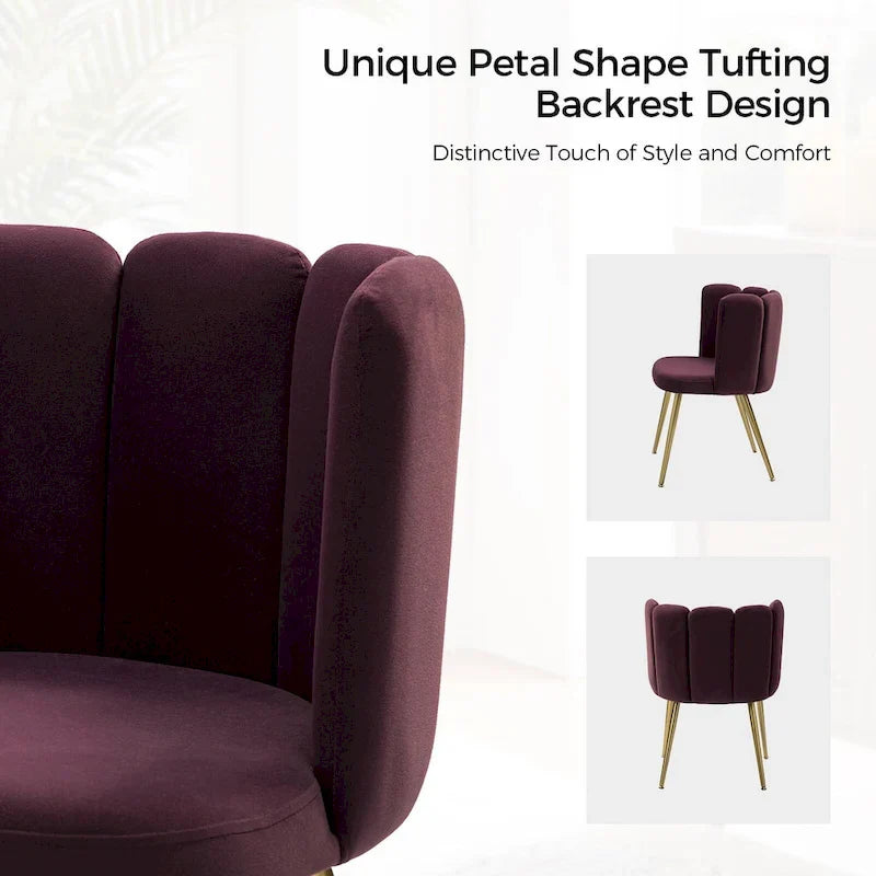 Velvet Tufted Side Chair with Gold Metal Legs