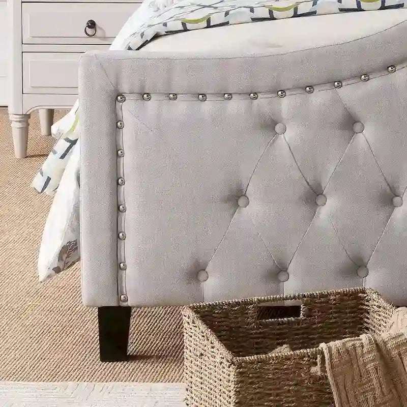 Queen Size Upholstered Tufted Platform Bed