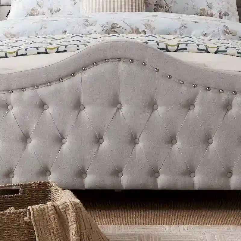 Queen Size Upholstered Tufted Platform Bed