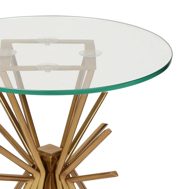 Sunburst Accent Side Table with Tempered Glass Top