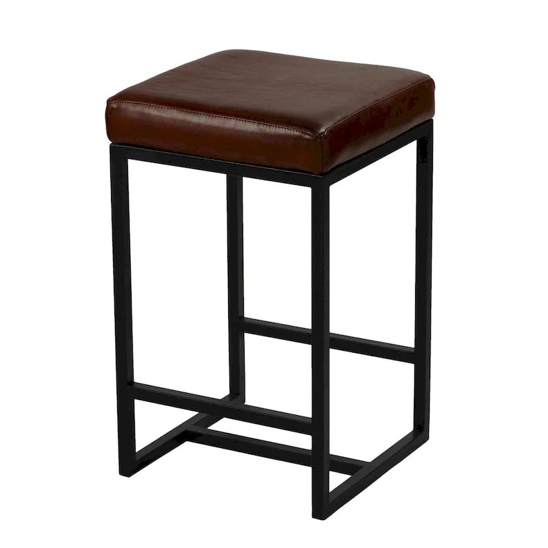 Cognac Backless Counter Stool, Brown