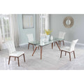 Extendable Glass Top Dining Table with Solid Wood Legs