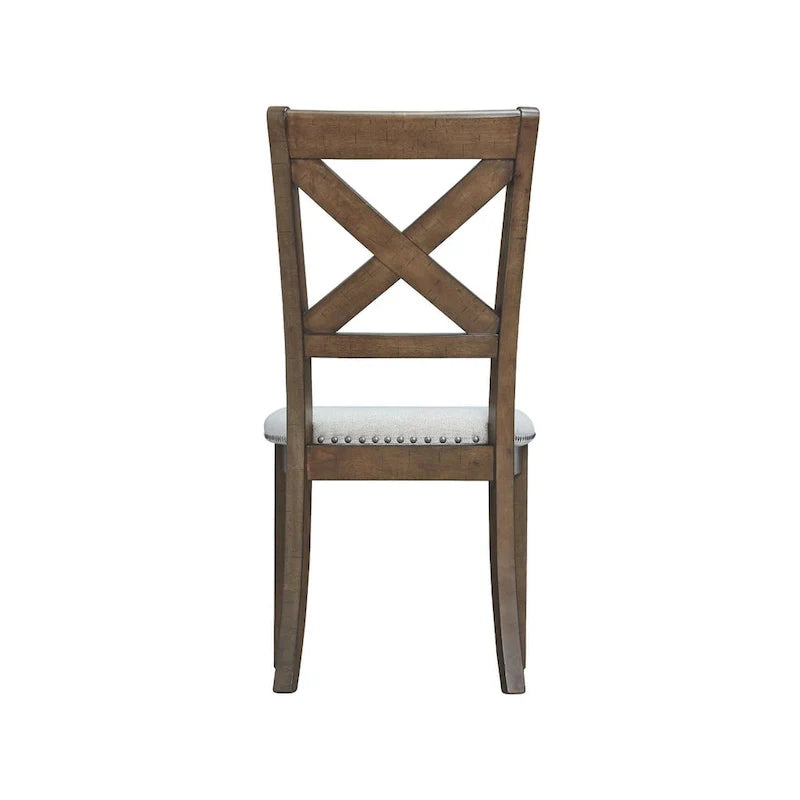 Cross-Back Dining Side Chairs with Upholstered Seat, Set of 2