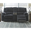 Contemporary Double Reclining Loveseat with Center Console - Slate