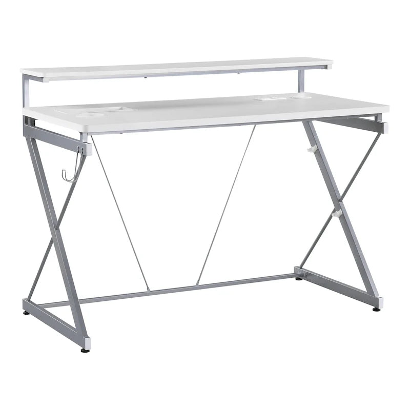 47.8 in. Gaming Desk with RGB LED Lighting and Monitor Shelf