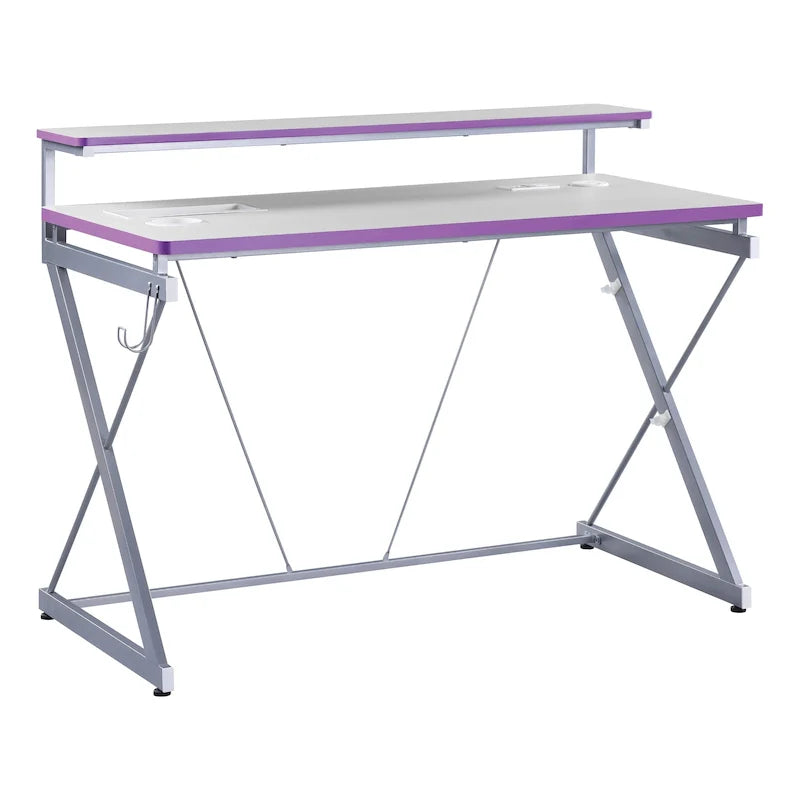 47.8 in. Gaming Desk with RGB LED Lighting and Monitor Shelf