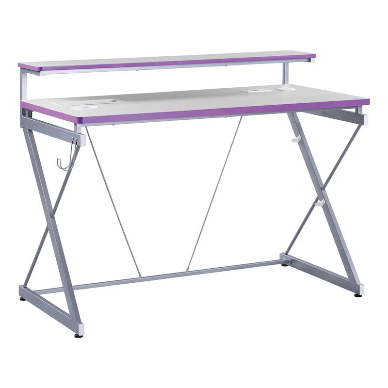 47.8 in. Gaming Desk with RGB LED Lighting and Monitor Shelf