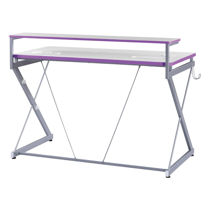 47.8 in. Gaming Desk with RGB LED Lighting and Monitor Shelf