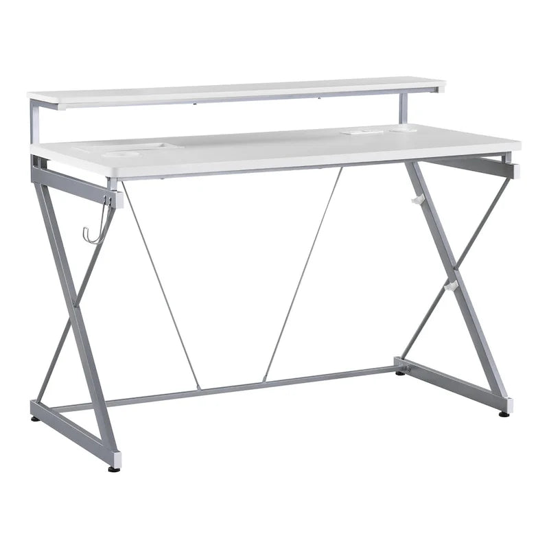 47.8 in. Gaming Desk with RGB LED Lighting and Monitor Shelf