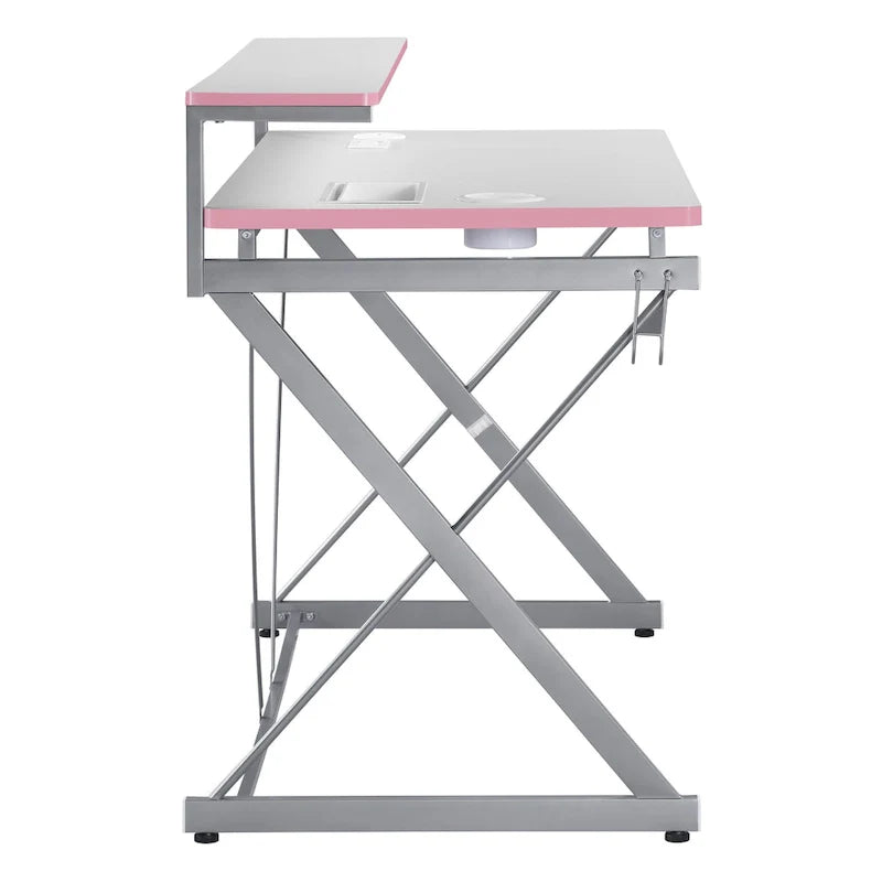 47.8 in. Gaming Desk with RGB LED Lighting and Monitor Shelf