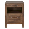 Nightstand with Pull-Out USB Charging Shelf and Bottom Drawer